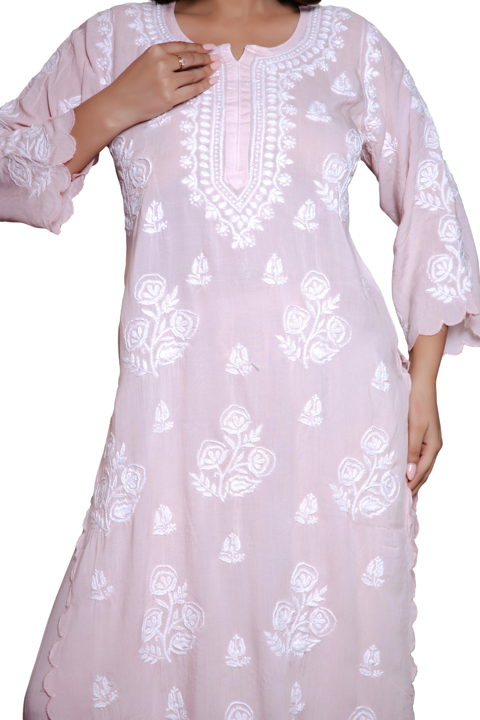 Vanika Blush Rose Chikankari Kurta Set