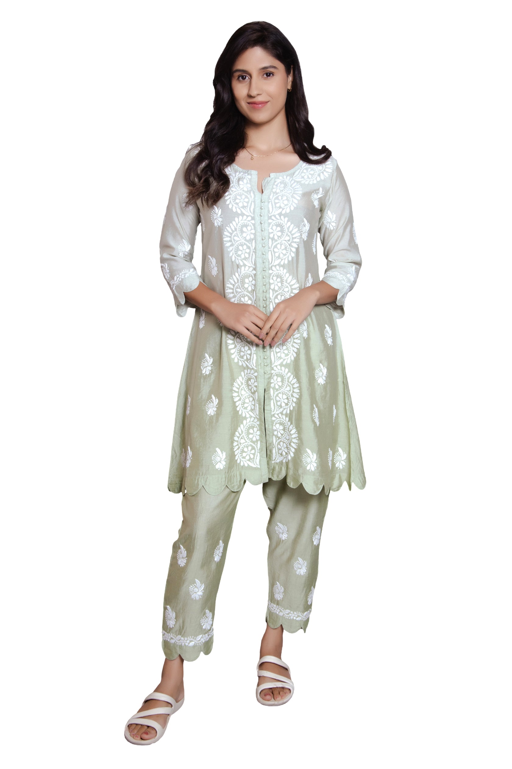 Vanika Sage Bloom Chikankari Kurta Set