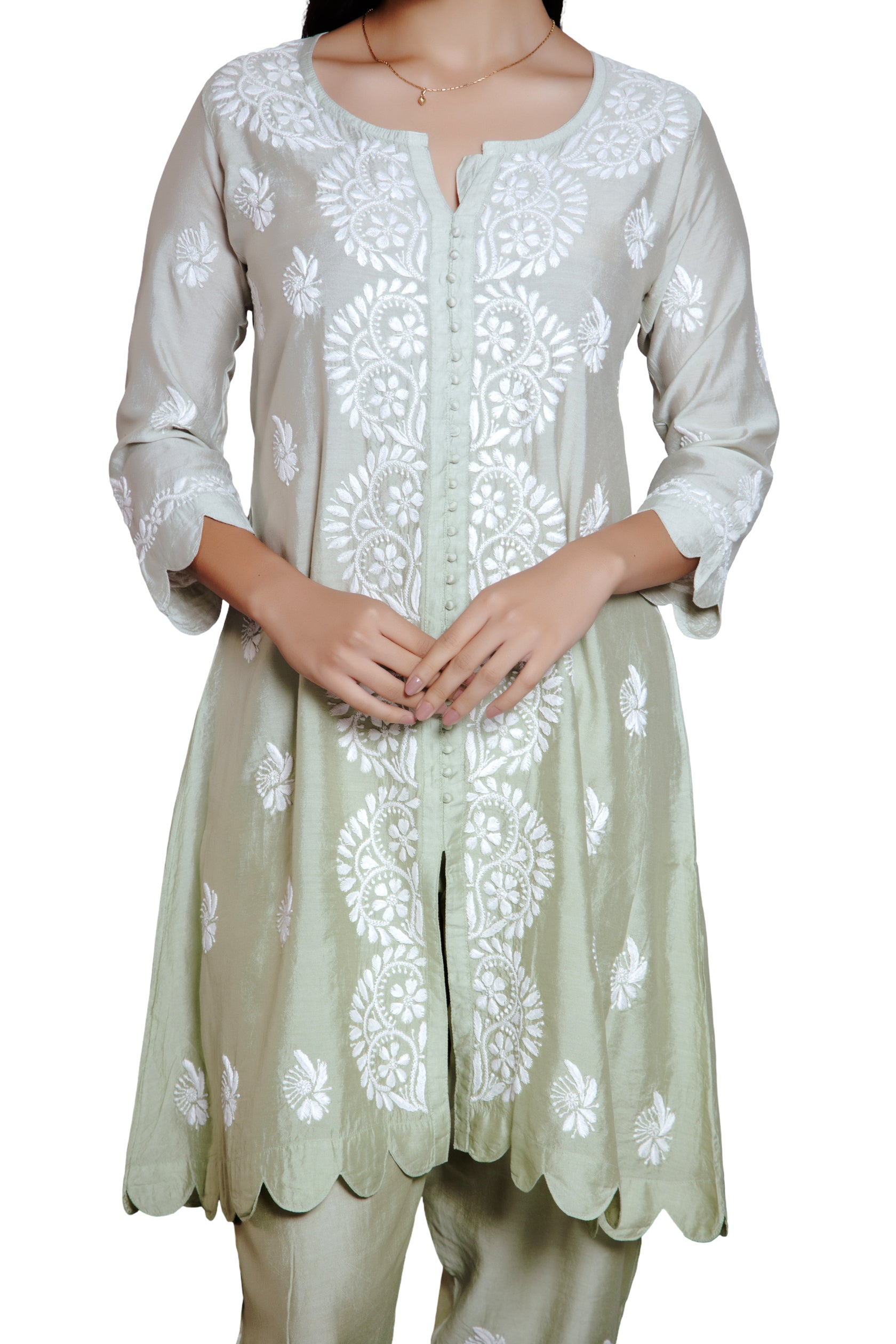 Vanika Sage Bloom Chikankari Kurta Set