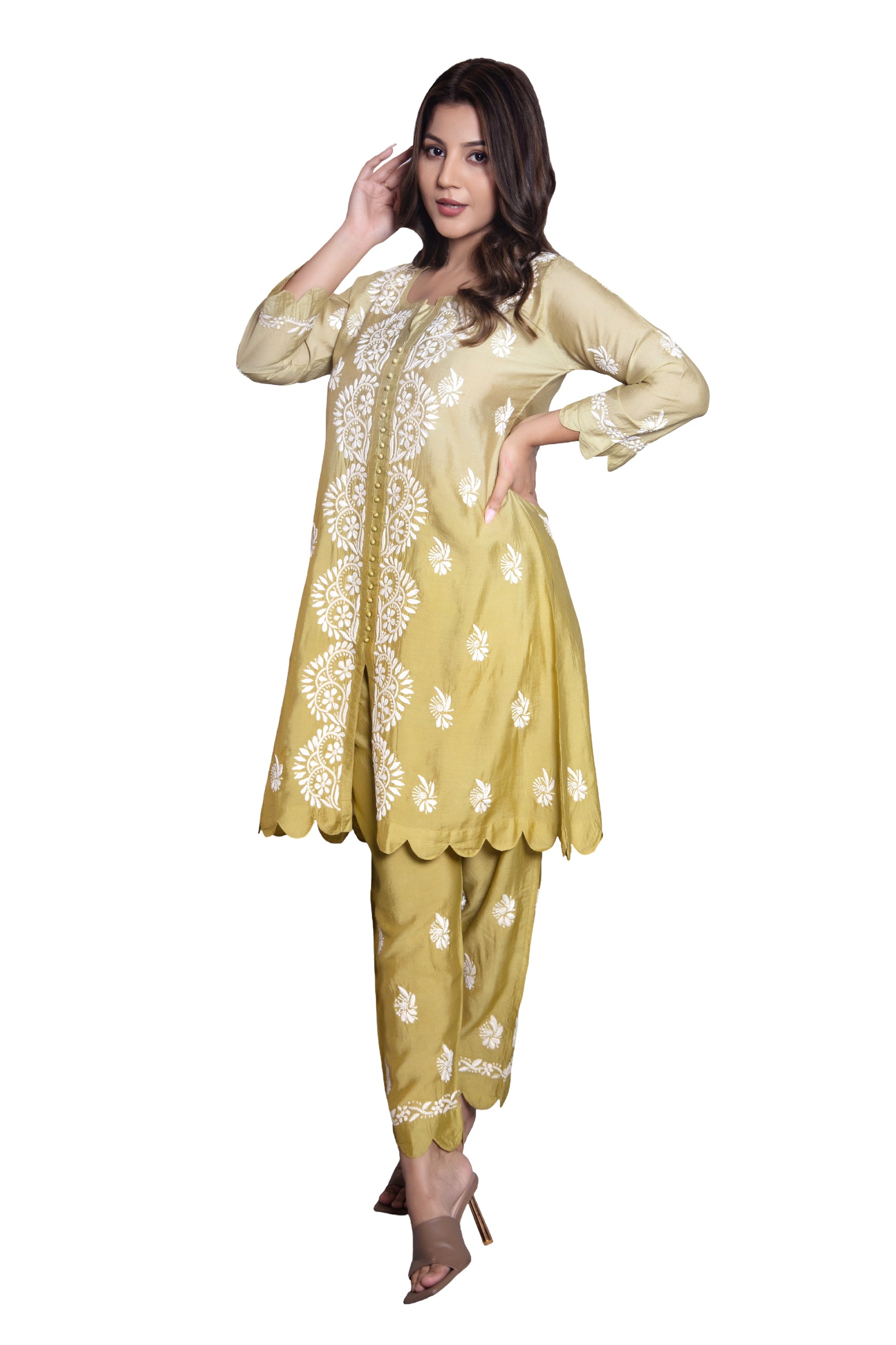 Vanika Marigold Bloom Chikankari Kurta Set