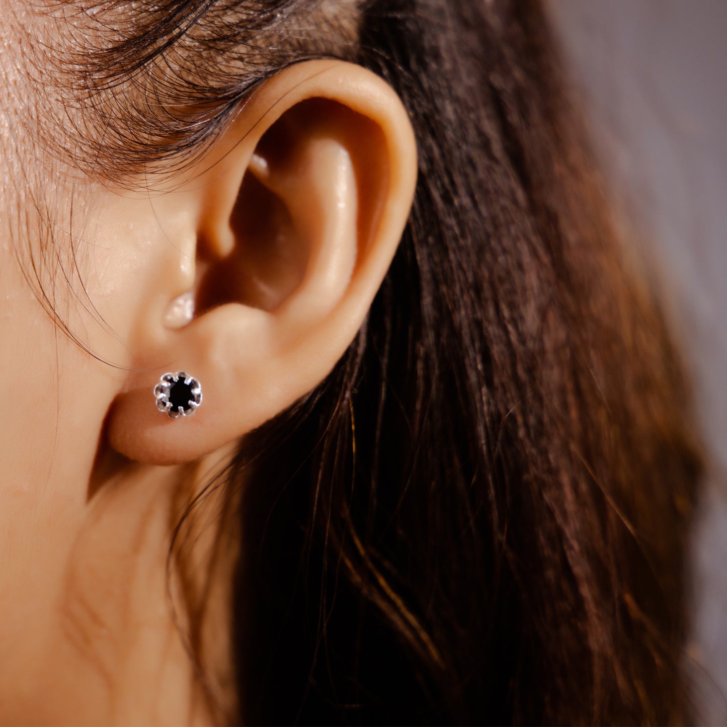 Midnight Black CZ Stud Earrings in 925 Sterling Silver
