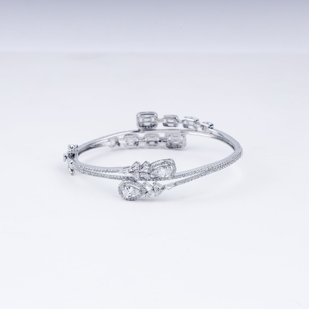 Double Sided Radiating Zircon Charm Bracelet In 925 Sterling Silver