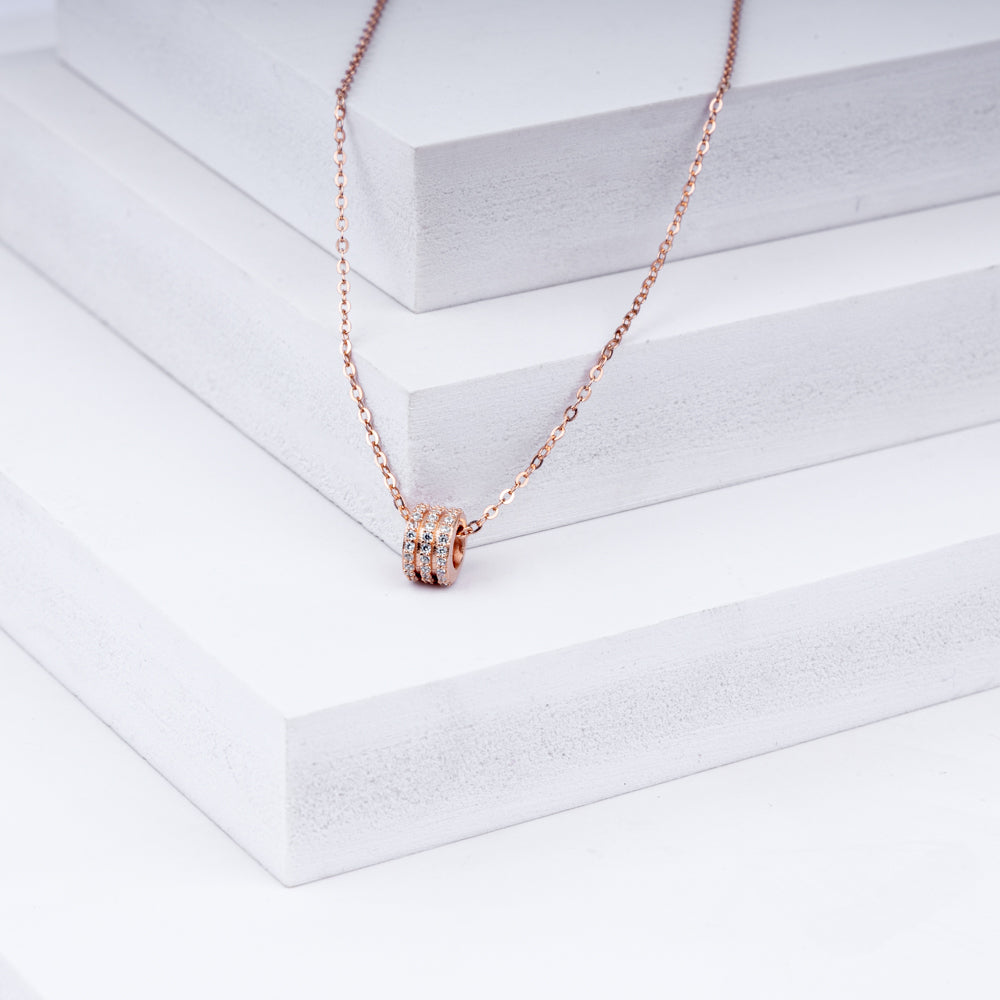Eternal Sparkle Pendant Necklace in 925 Sterling Silver with Rose Gold Plating