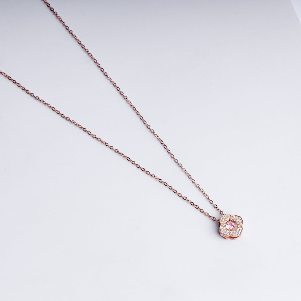 Blossom Elegance Necklace in 925 Sterling Silver with Rose Gold Plating & CZ Accents
