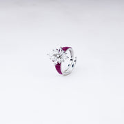 Botanical Cocktail Ring – 925 Silver, Adjustable Leaf Design