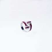 Radiant Ruby Baguette Adjustable Ring in 925 Silver