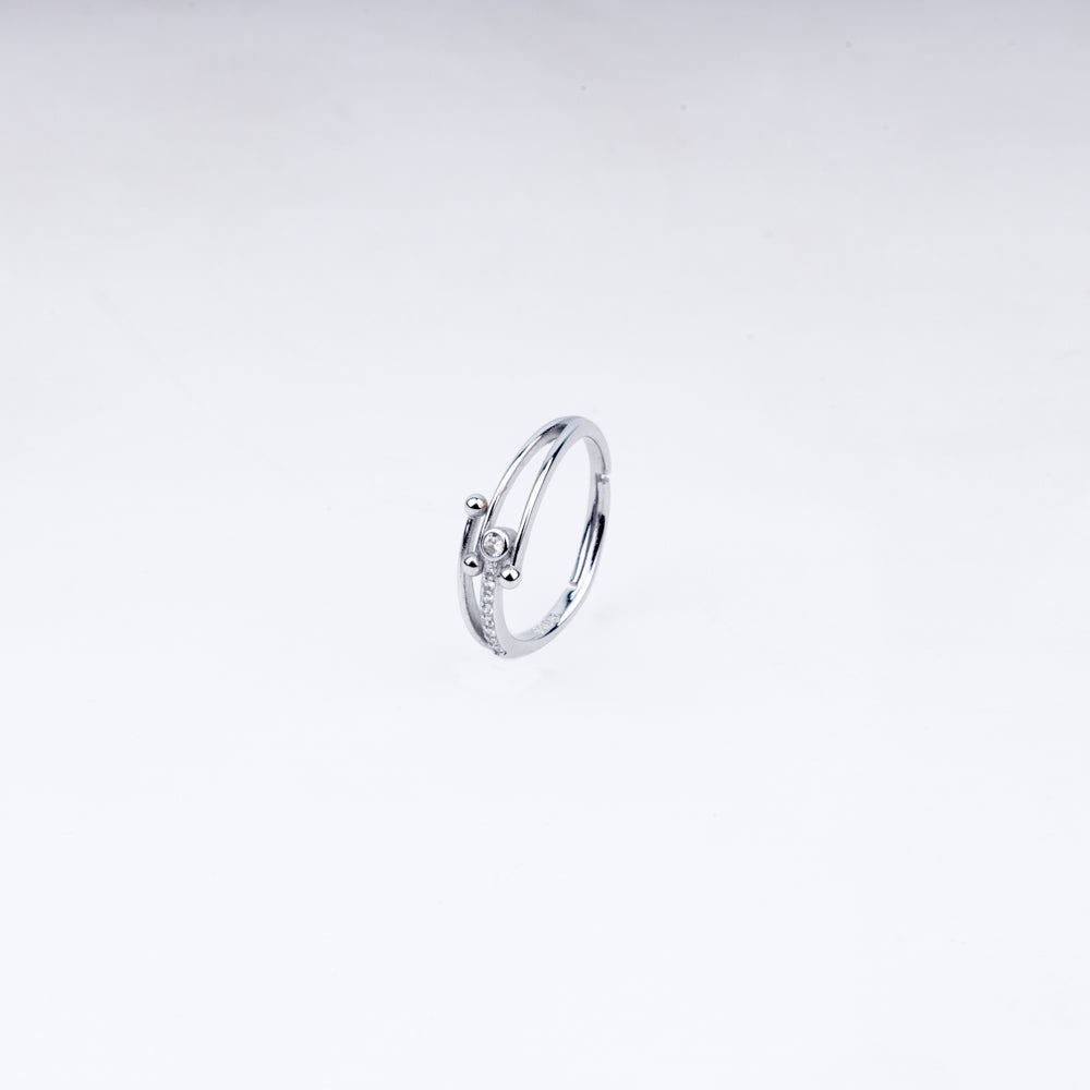 Orbit CZ Ring in 925 Sterling Silver – Adjustable Fit