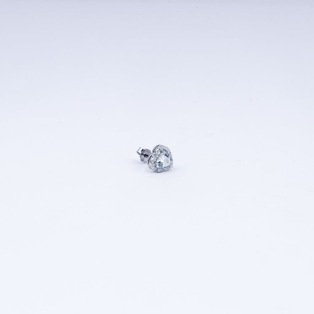 Elegant 925 Sterling Silver Heart Solitaire Earrings with CZ Stone