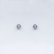 Pear Halo CZ Stud Earrings in 925 Sterling Silver