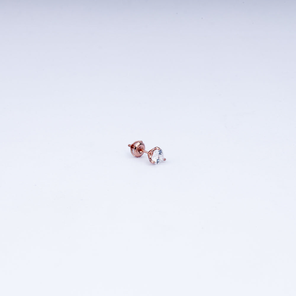 Heart Sparkle CZ Stud Earrings in 925 Sterling Silver with Rose Gold Plating
