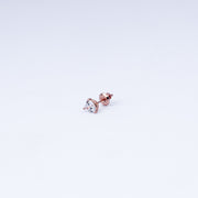 Heart Sparkle CZ Stud Earrings in 925 Sterling Silver with Rose Gold Plating