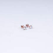 Heart Sparkle CZ Stud Earrings in 925 Sterling Silver with Rose Gold Plating