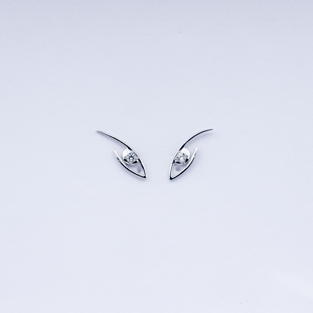 Modern Abstract CZ Stud Earrings in 925 Sterling Silver