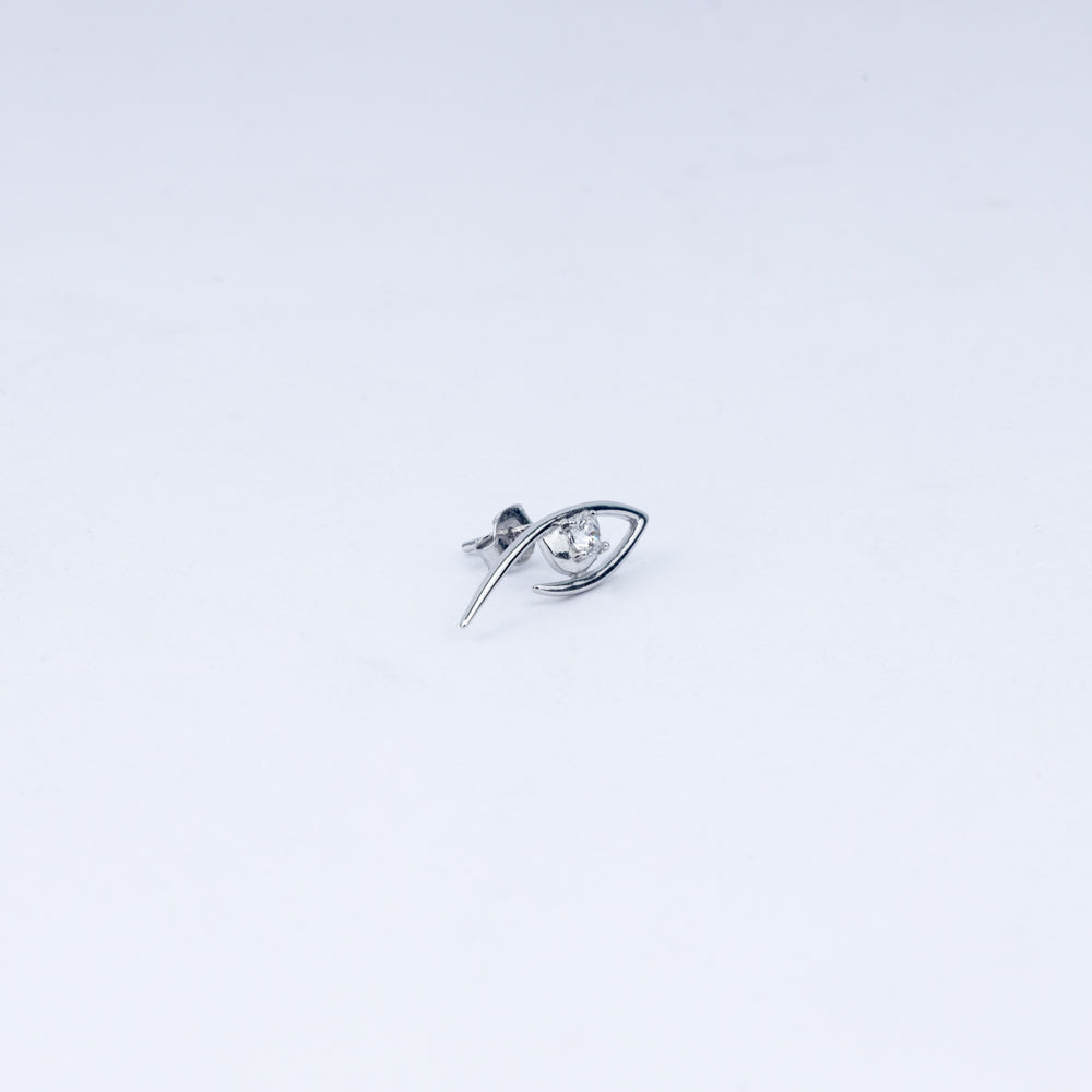 Modern Abstract CZ Stud Earrings in 925 Sterling Silver