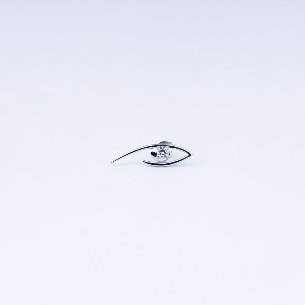 Modern Abstract CZ Stud Earrings in 925 Sterling Silver