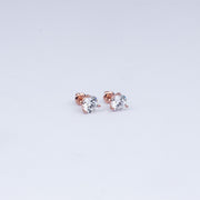 Trillion-Cut Solitaire CZ Stud Earrings in Rose Gold Plated 925 Sterling Silver
