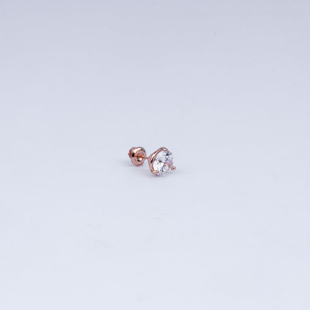 Trillion-Cut Solitaire CZ Stud Earrings in Rose Gold Plated 925 Sterling Silver