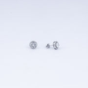 Round Halo CZ Stud Earrings in 925 Sterling Silver