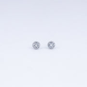 Round Halo CZ Stud Earrings in 925 Sterling Silver
