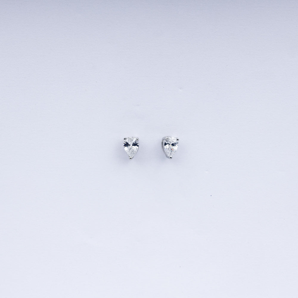 Elegant Pear-Cut Solitaire CZ Stud Earrings in 925 Sterling Silver