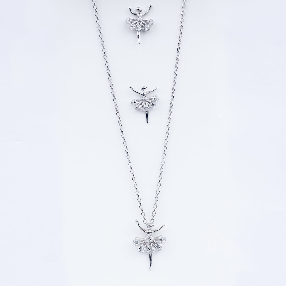 Floral Fantasy Zircon Necklace Set In 925 Sterling Silver
