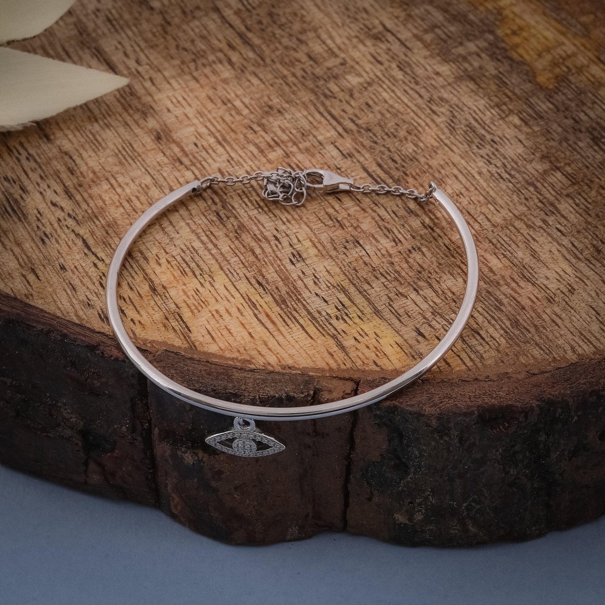 Eternal Gaze Evil Eye Zircon Adjustable Bracelet In 925 Sterling Silver - Vanika