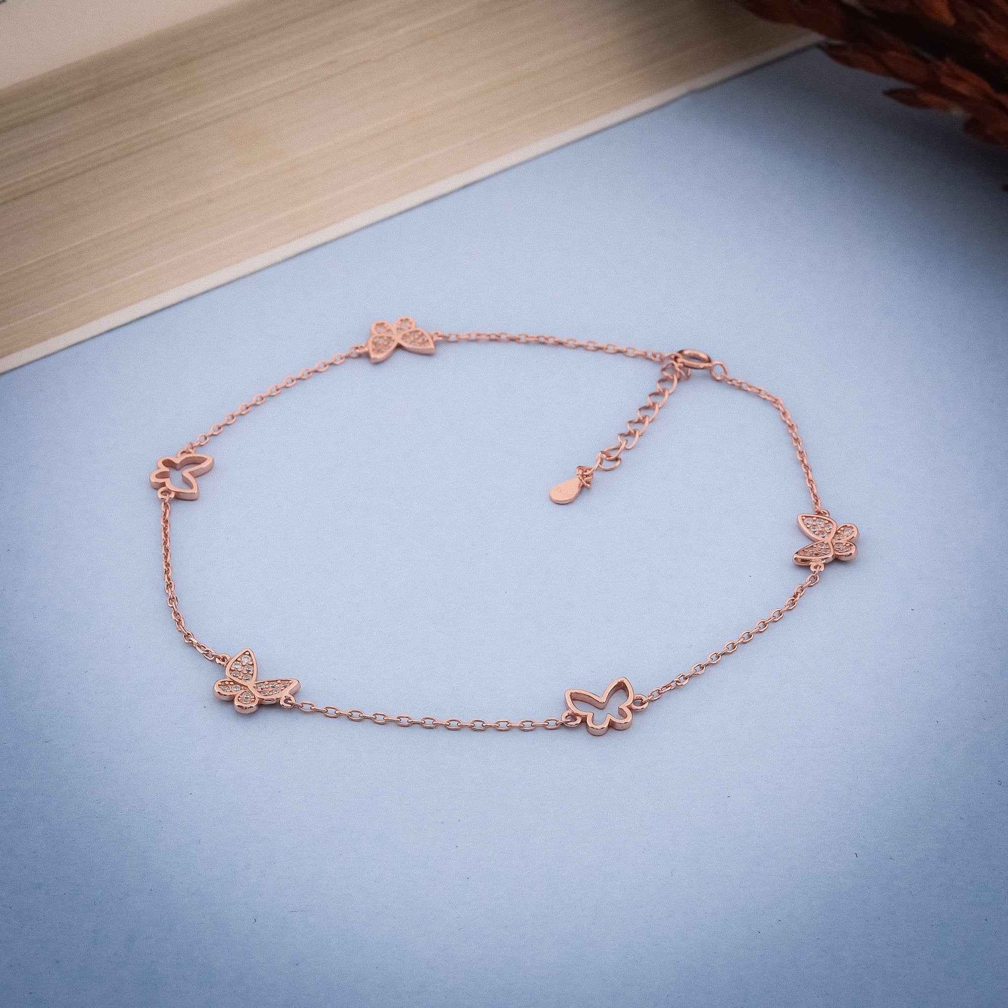 Butterfly Bliss Anklet In 925 Sterling Silver - Vanika
