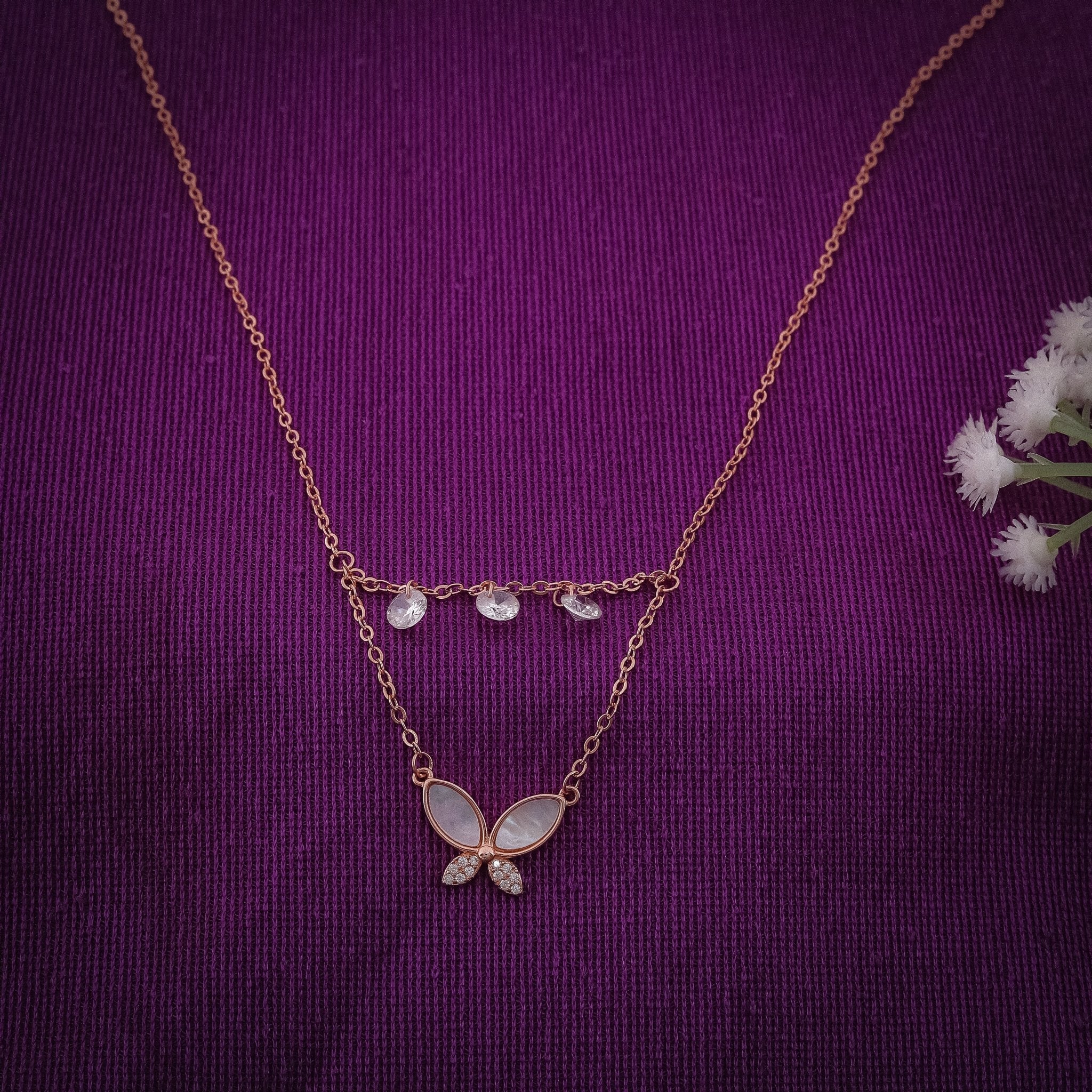 Layered Butterfly Chain In 925 Sterling Silver - Vanika