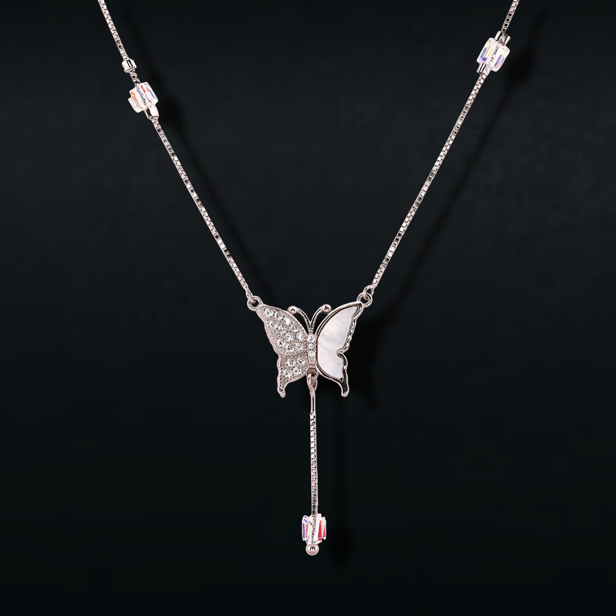 Sparkling Butterfly Charm Chain In 925 Sterling Silver - Vanika