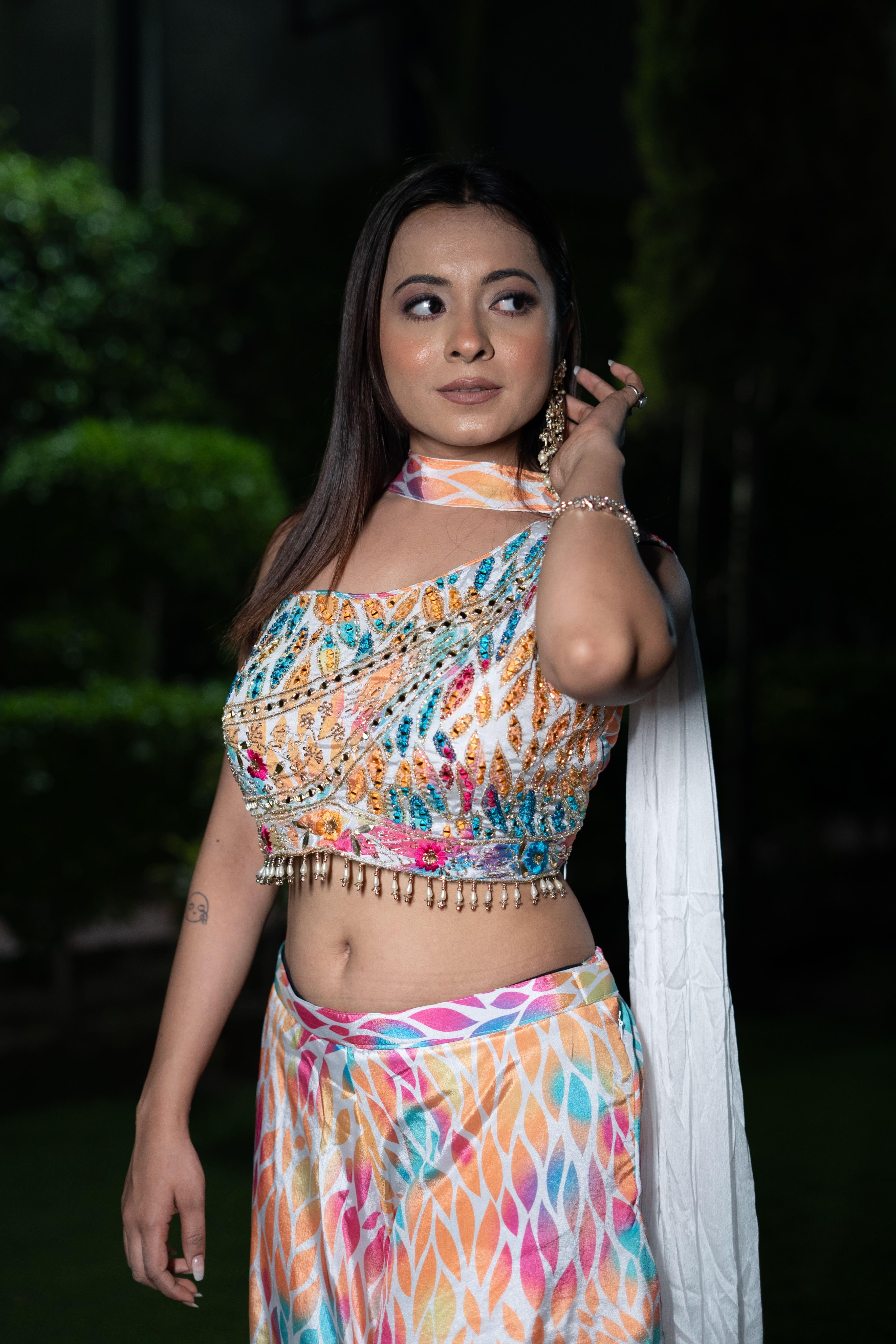 Playful Multi-Colored Indo-Western set(Set of 3) - Vanika