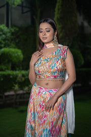 Playful Multi-Colored Indo-Western set(Set of 3) - Vanika