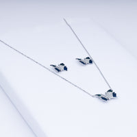 Butterfly Pendant Zircon Necklace Set In 925 Sterling silver