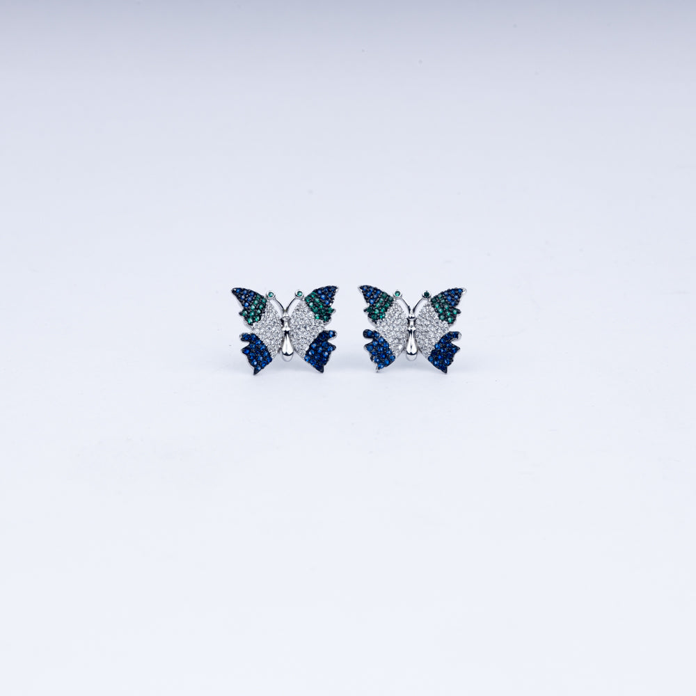 Butterfly Pendant Zircon Necklace Set In 925 Sterling silver