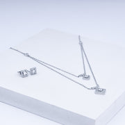 Geometric-Cut Zircon Necklace Set In 925 Sterling Silver