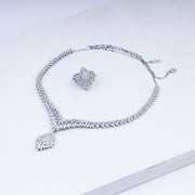 Celestial Dewdrop Zircon Necklace Set In 925 Sterling Silver