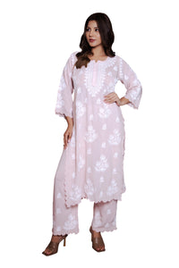 Vanika Blush Rose Chikankari Kurta Set