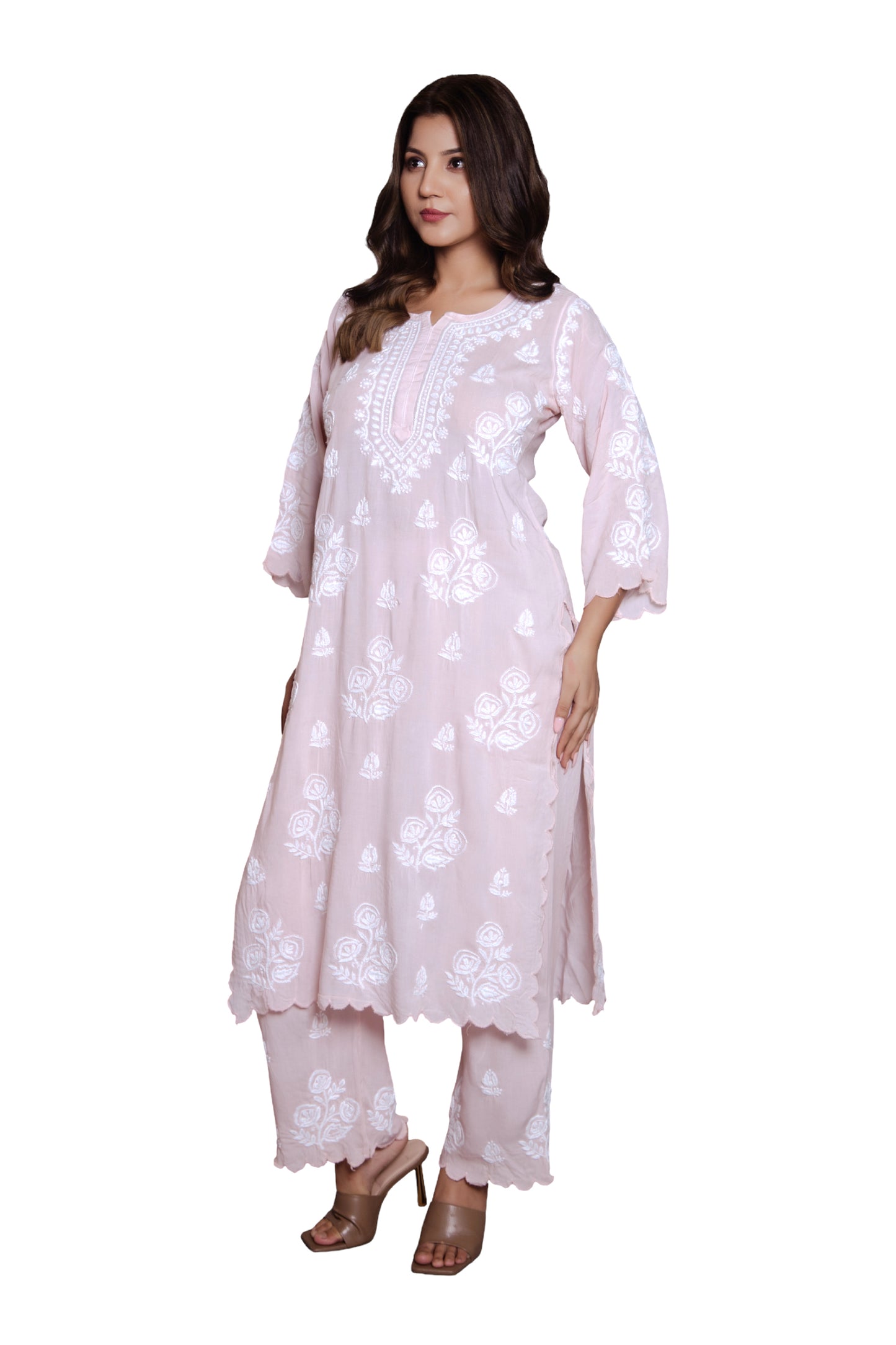 Vanika Blush Rose Chikankari Kurta Set