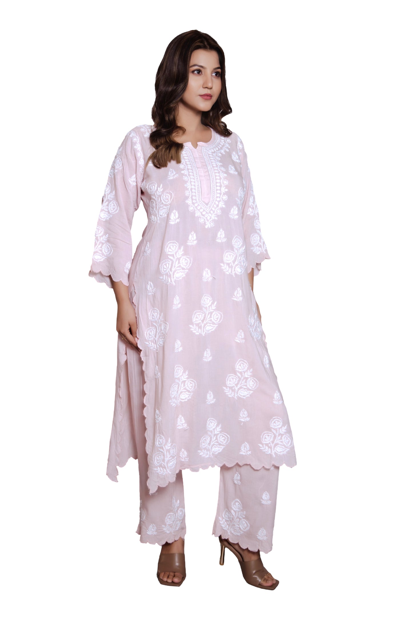 Vanika Blush Rose Chikankari Kurta Set