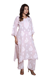 Vanika Blush Rose Chikankari Kurta Set