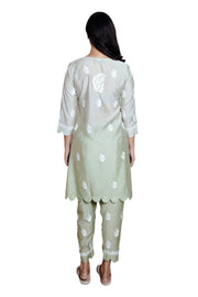 Vanika Sage Bloom Chikankari Kurta Set