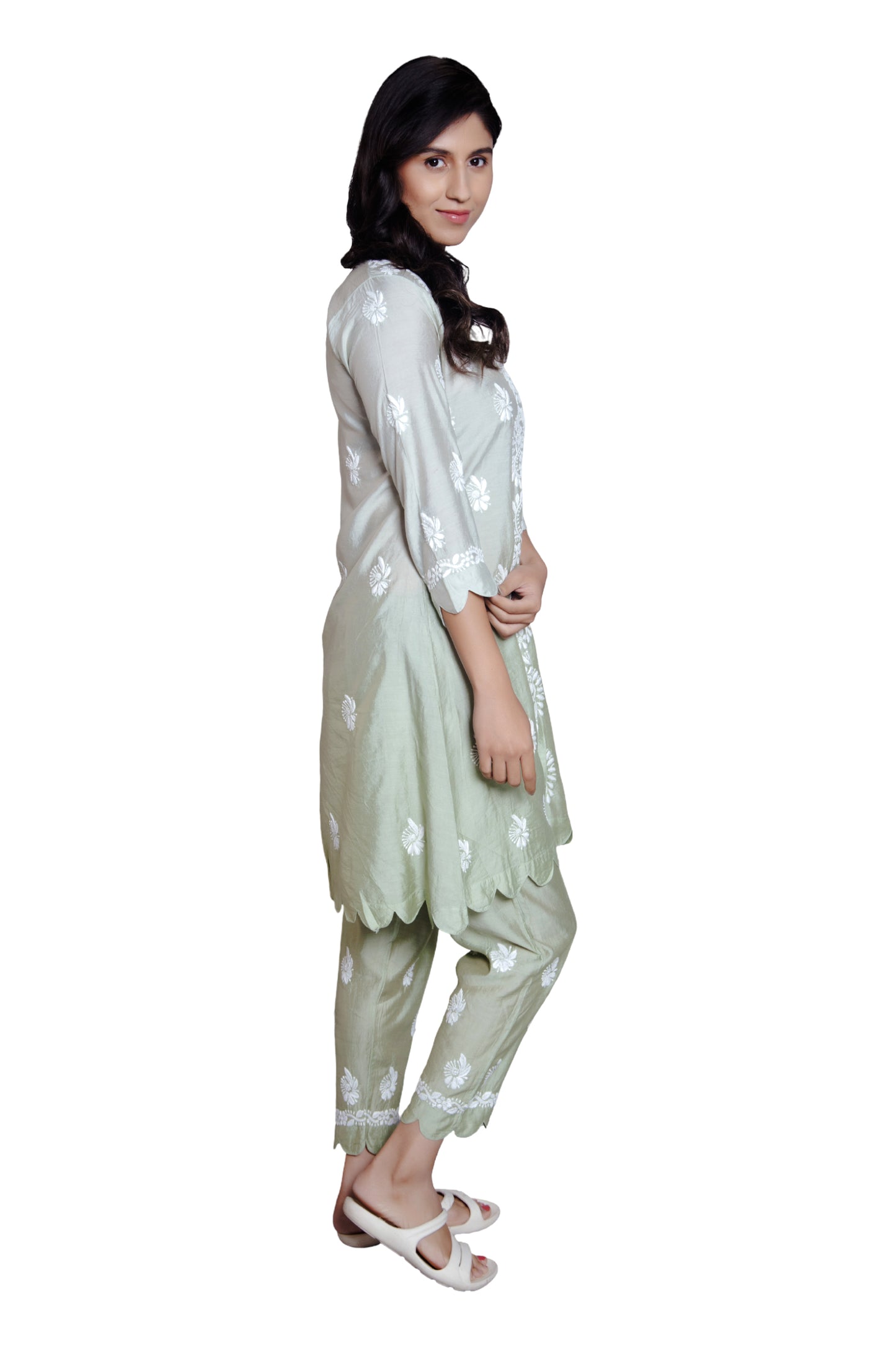 Vanika Sage Bloom Chikankari Kurta Set