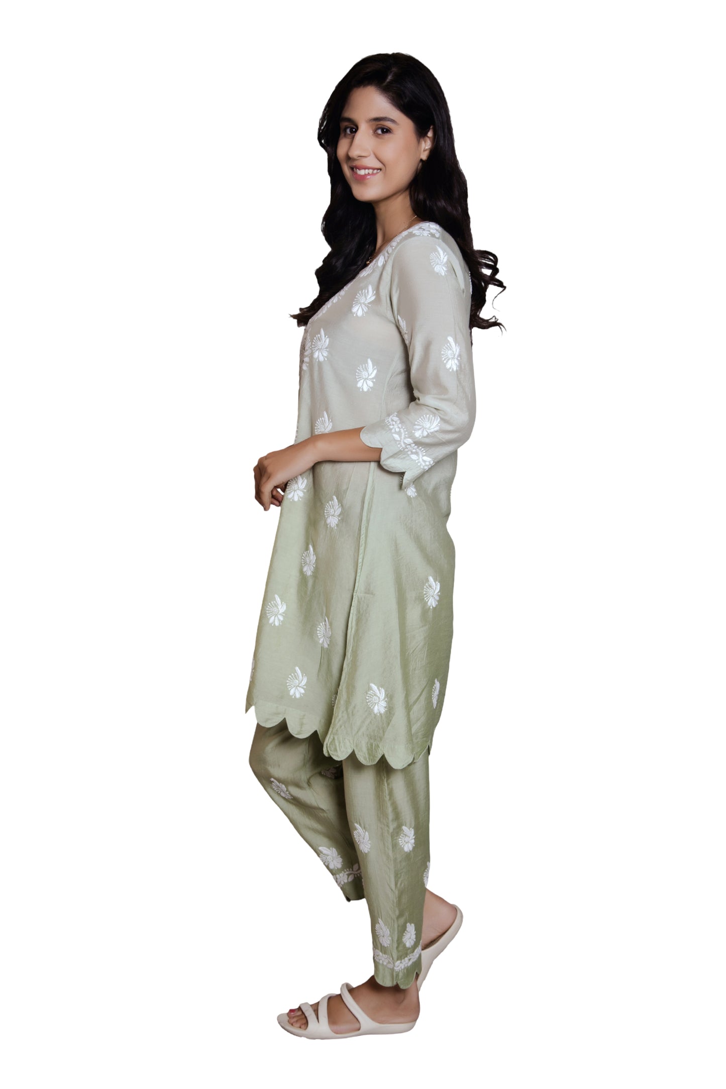 Vanika Sage Bloom Chikankari Kurta Set