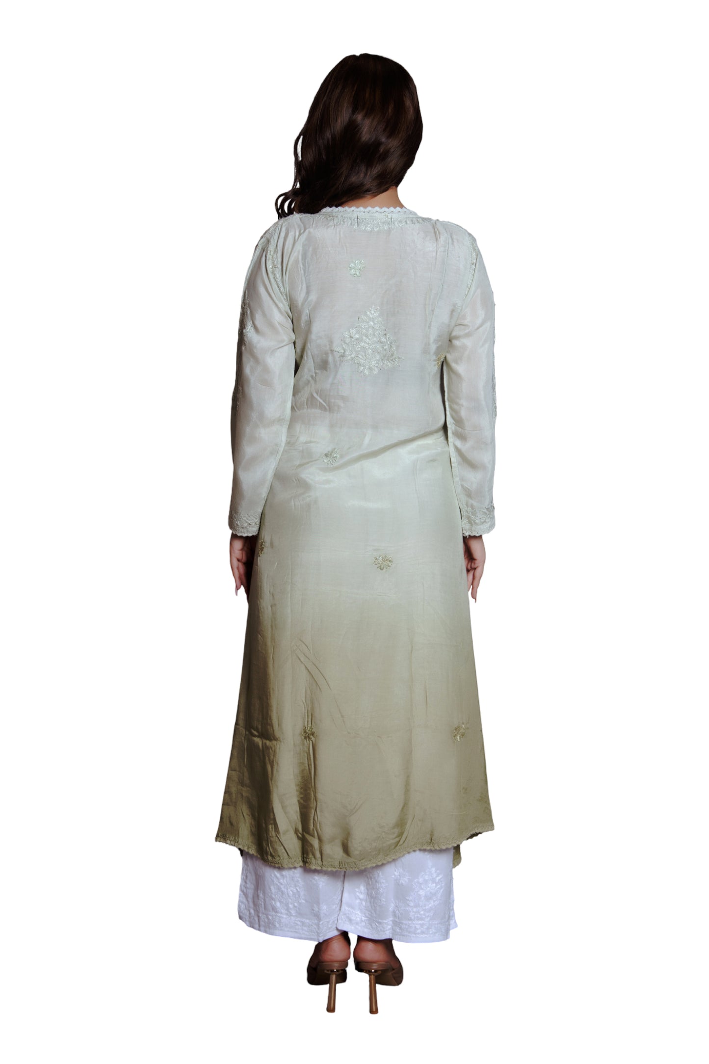Vanika Sage Mist Wrap Embroidered Kurta Set