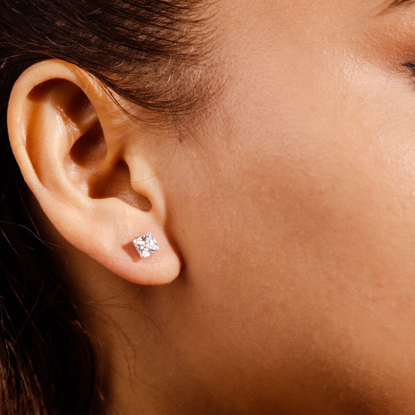 Timeless Square Solitaire CZ Stud Earrings in 925 Sterling Silver