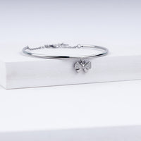 Twinkling Bow Charm Zircon Adjustable Bracelet In 925 Sterling Silver