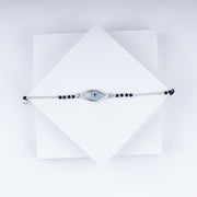 Classic Evil Eye Black Beads Chain Bracelet In 925 Sterling Silver