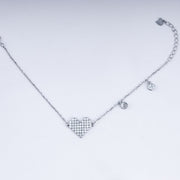 Sparkling Heart Charm Chain Bracelet In 925 Sterling Silver