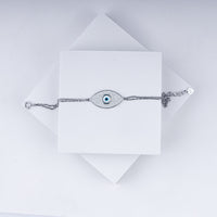 Warding Evil Eye Zircon Bracelet Chain In 925 Sterling Silver