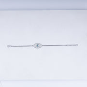 Warding Evil Eye Zircon Bracelet Chain In 925 Sterling Silver