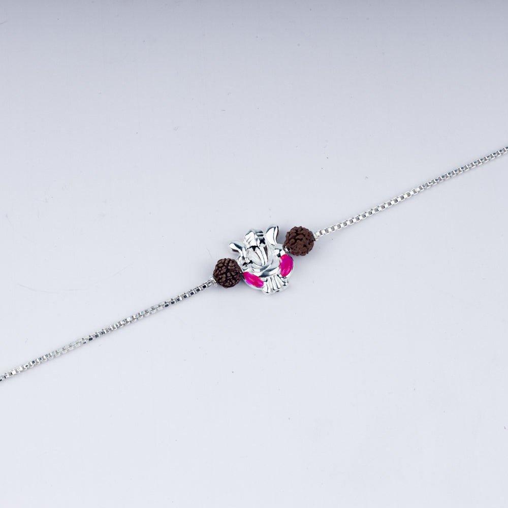 Ganpati Rudraksha Rakhi – Divine Blessings in 925 Sterling Silver